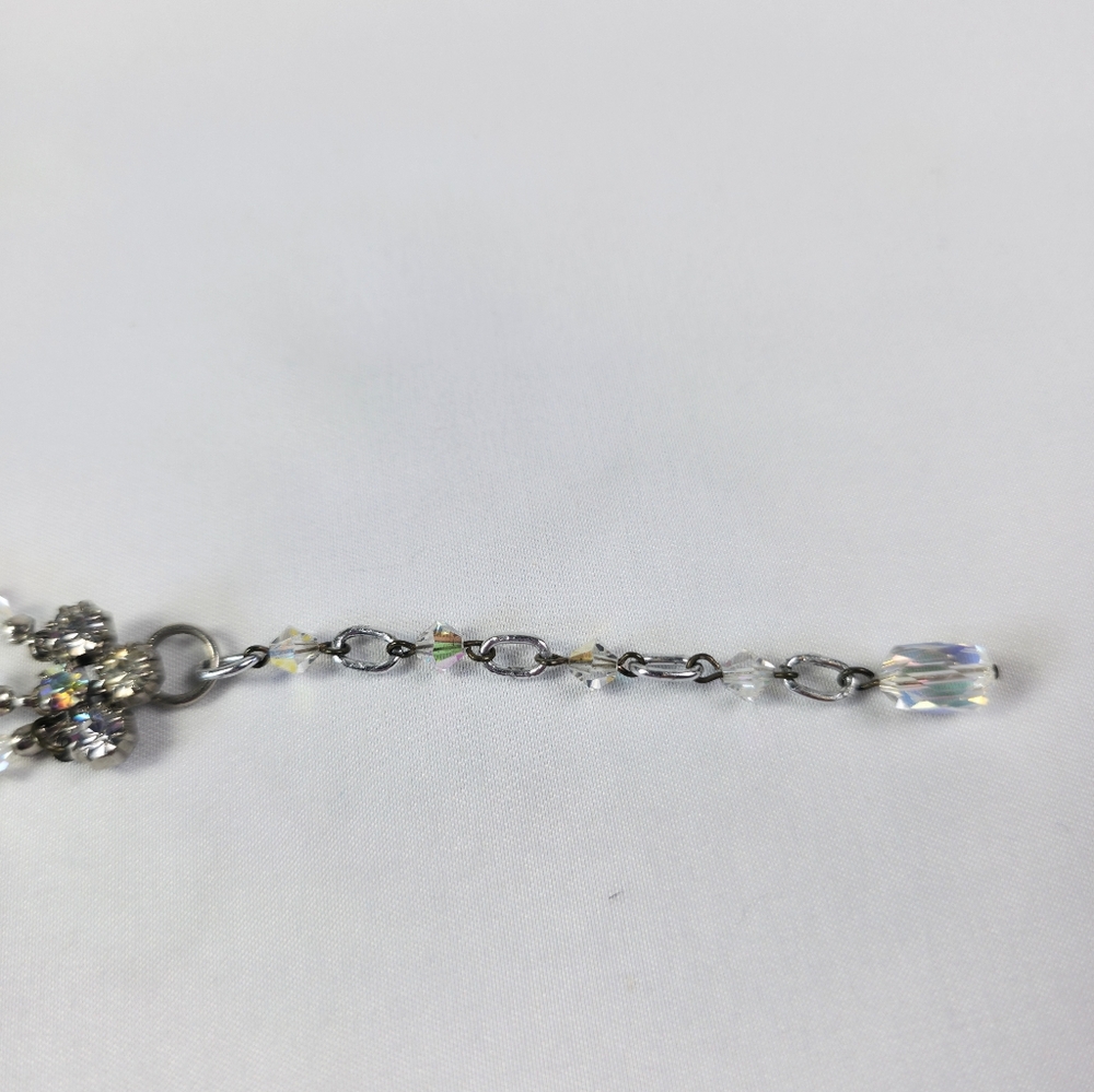 Vintage AB Necklace Triple Strand Faceted Austrian Crystals Aurora Borealis - Picture 4 of 7